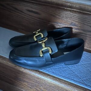 MIA Black Loafers with Gold Buckle